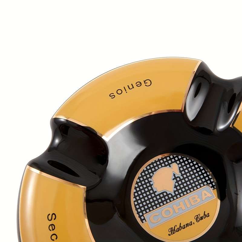 1pc Luxury Round Ceramic Cigar Ashtray with 4 Slots Elegant Holder for Smoking Accessories Perfe
