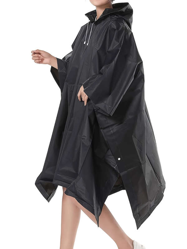 1pc Waterproof EVA Rain Poncho Lightweight Transparent Hooded Raincoat for Outdoor Hiking Camping