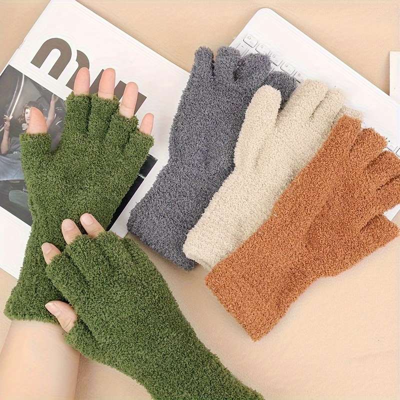 1 Pair Gray Warm Gloves
