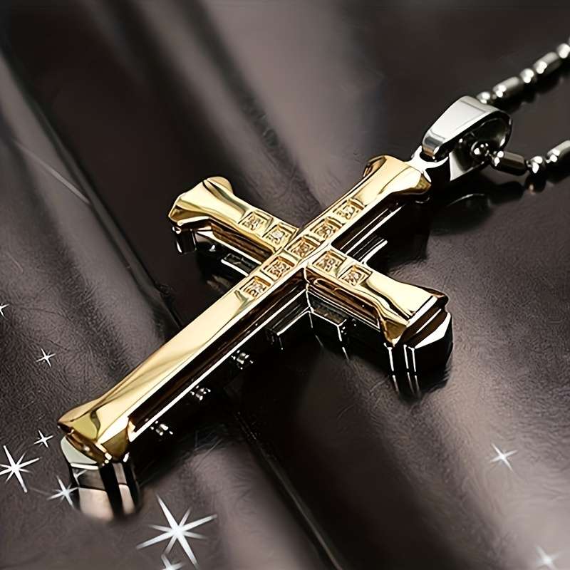 1 Piece Golden Add Silvery Jesus Theme Pendant