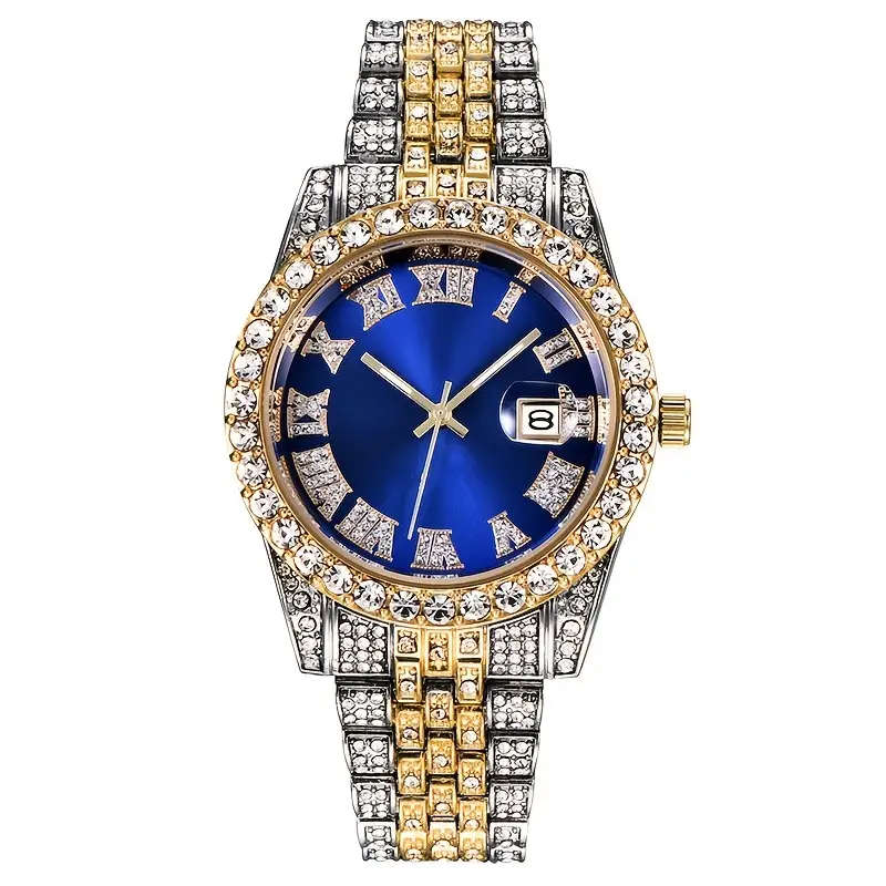 Vintage Rhinestone Inlaid Roman Numeral Dial Quartz Watch