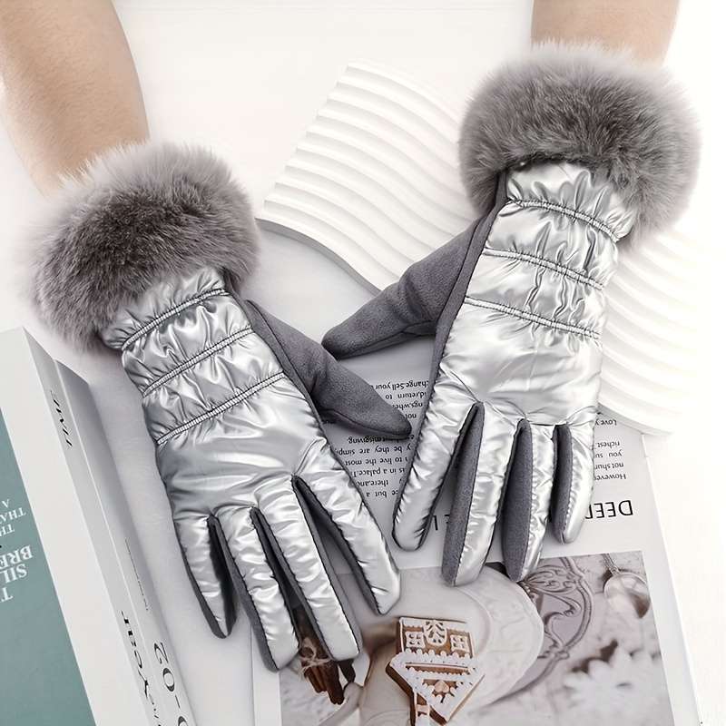 1 Pair Khaki Warm Gloves