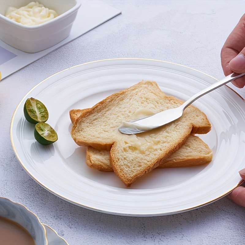 2pcs SHAON Stainless Steel Round-Head Butter Knives Rounded Edge Design for Safe Spreading J
