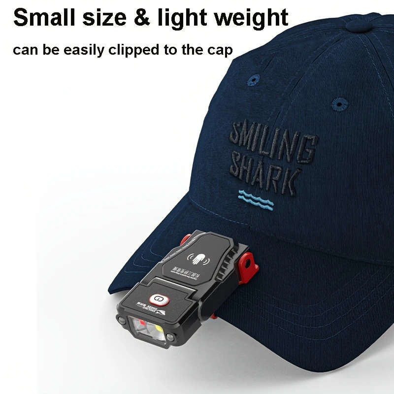 1pc of Smiling Shark 2-IN-1 LED Flashlight And Headlight, an Ultra-Bright Mini Hands-Free LED Clip-O