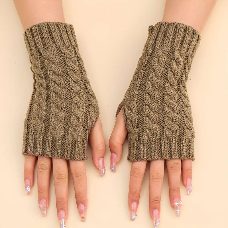 1 Pair Light Gray Stretchy Half Finger Gloves