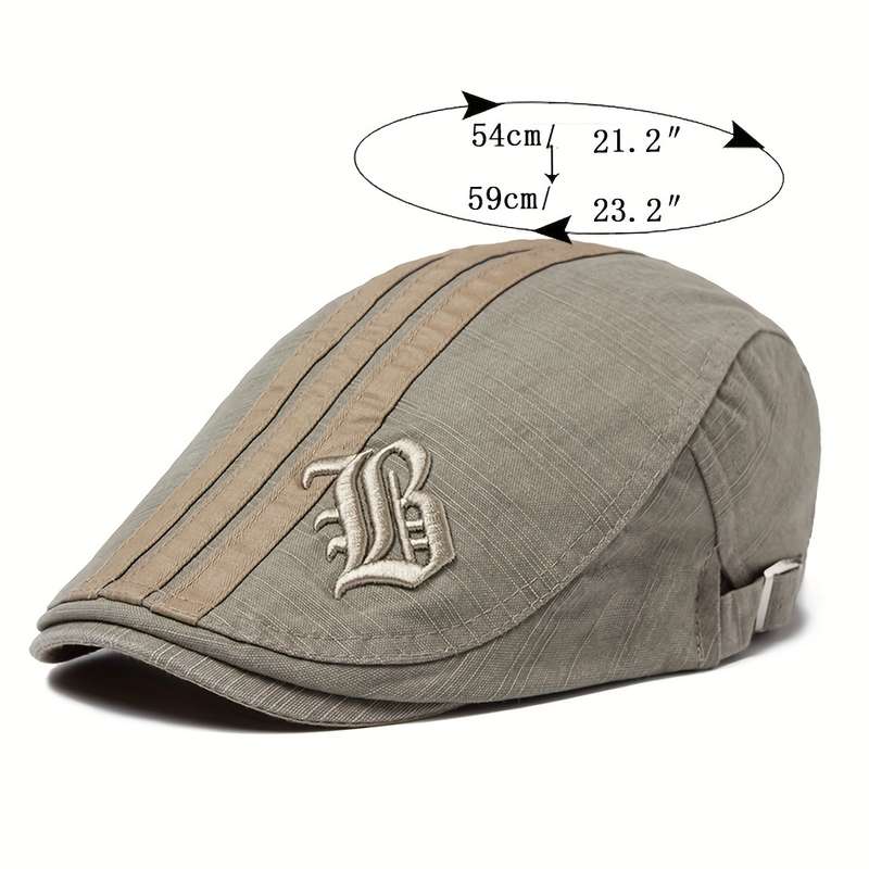 1pc Vintage Beret Hat Vintage Men's Embroidery Beret Spring Autumn Flat Cap Adjustable Visor Hat