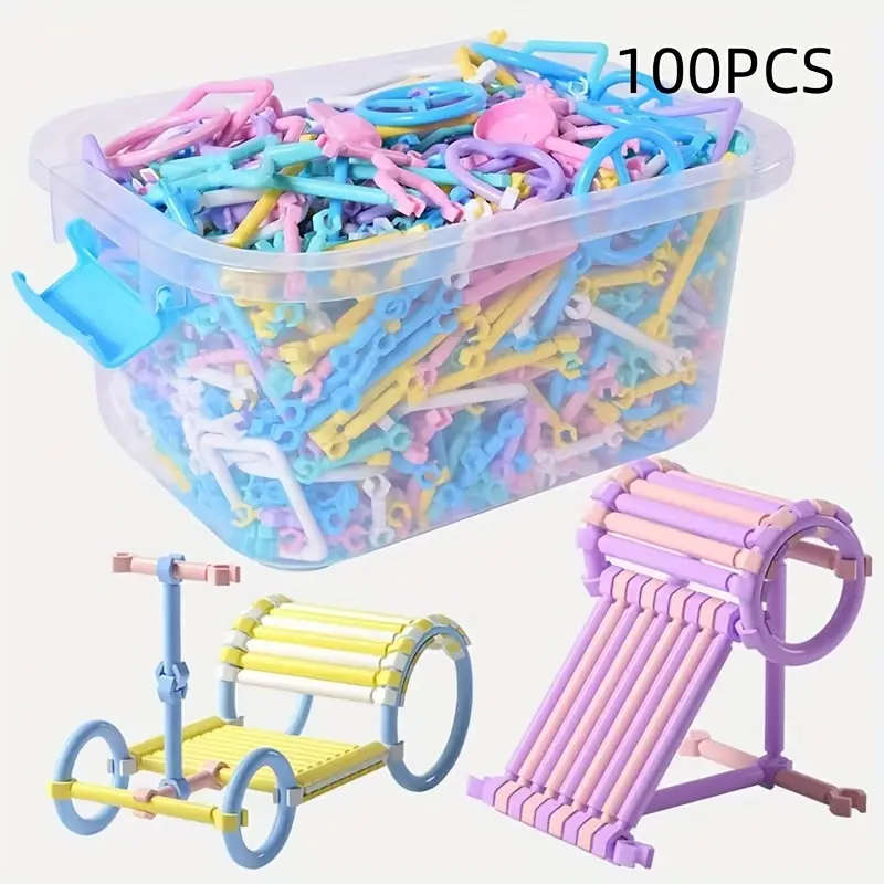 100pcs sticks building blocks inserts assembly educational toys diy building puzzle 3d three dimensional halloween thanksgiving day christmas gift details 6