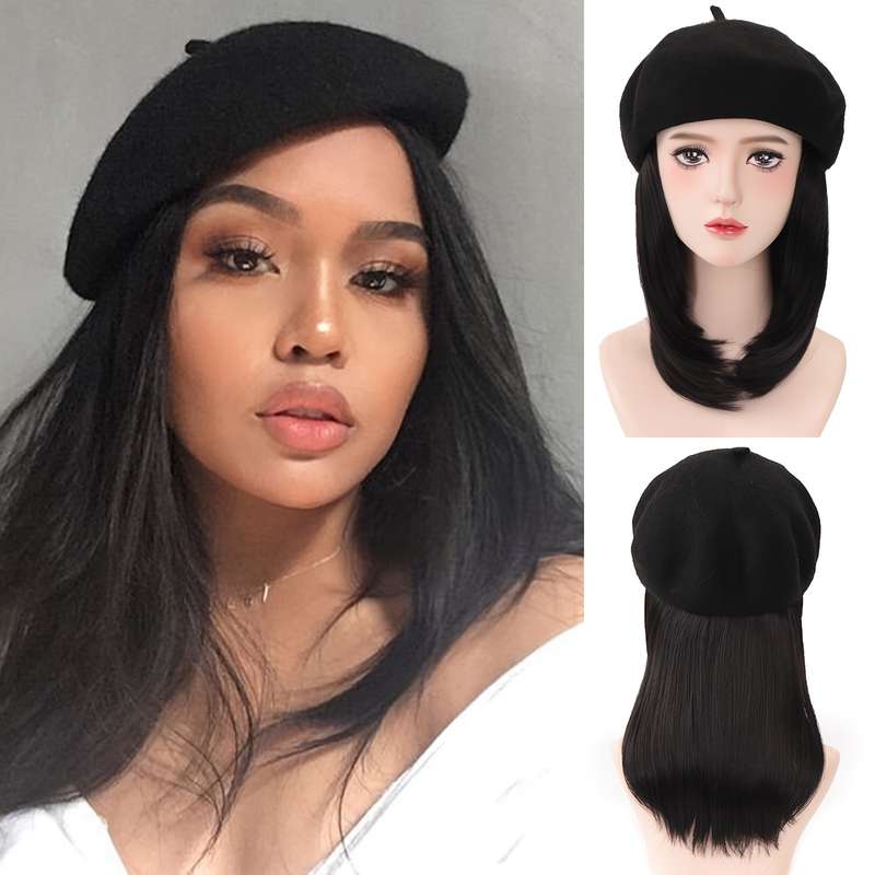1Pc Black 45.72cm Fashion Design Wig