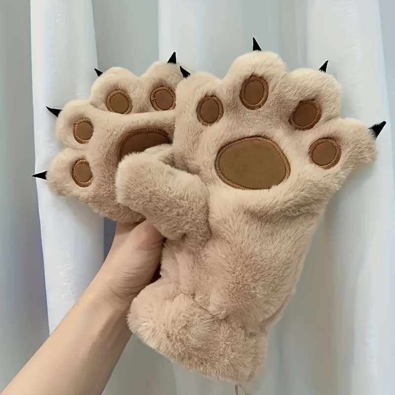 1 Pair Khaki Warm Gloves