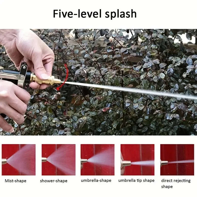 1pc High-Pressure Power Washer Gun Durable Copper Black Metal Manual Operation Ideal for Car Washing