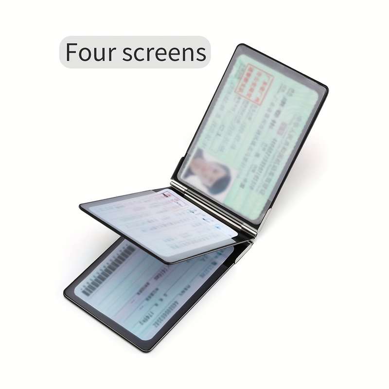 1pc Metal PU Leather Credit Card Holder Ultra-thin Driver's License Case ID Credit Card Holde
