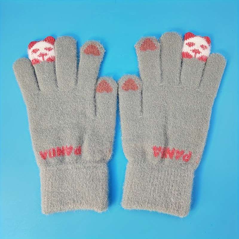 1 Pair Grey Warm Gloves