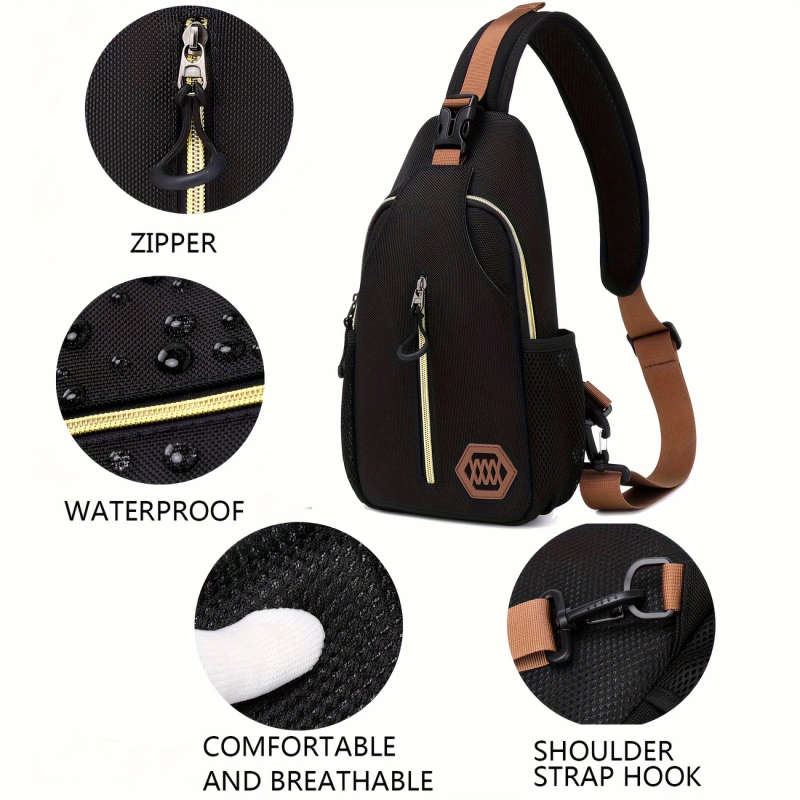 1pc Men'S Adjustable Crossbody Chest Bag Durable Sling Shoulder Bag with Multiple Compartments Ideal