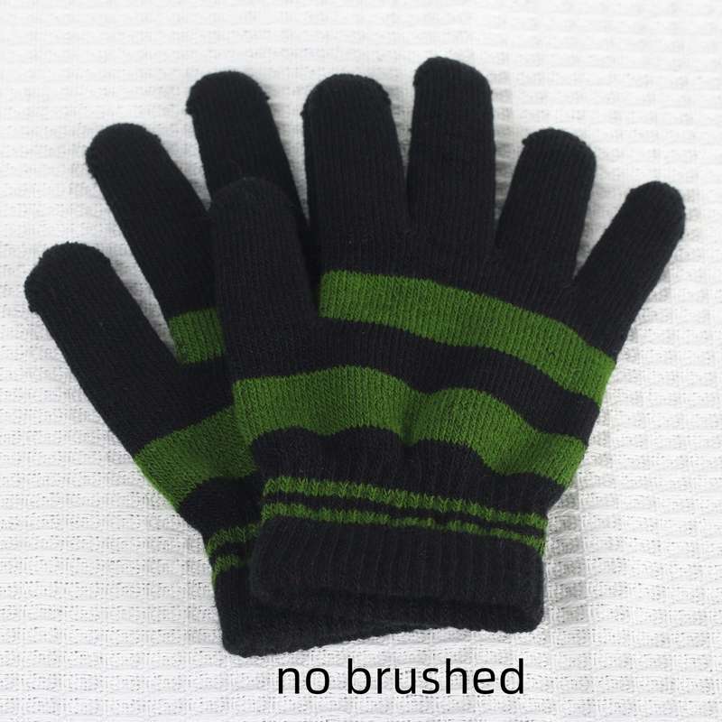 1 Pair Army Green And Black Style Ordinary No Velvet Warm Gloves
