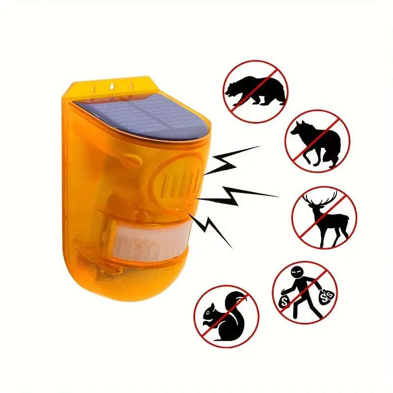 1pc Solar Sound Light with Motion Sensor Alarm 129dB Loud LED Flashing for Home Farm Barn Yard Secur