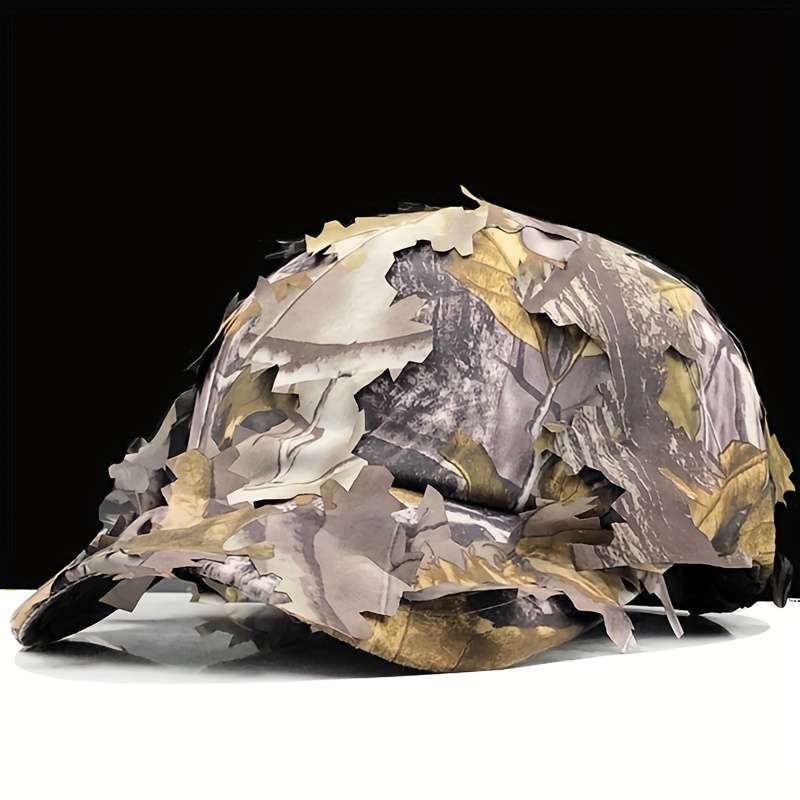 1pc 3D Leaf Camouflage Baseball Cap Tactical Hunting Hat Adjustable Size 54-60cm 21.26-23.62in O