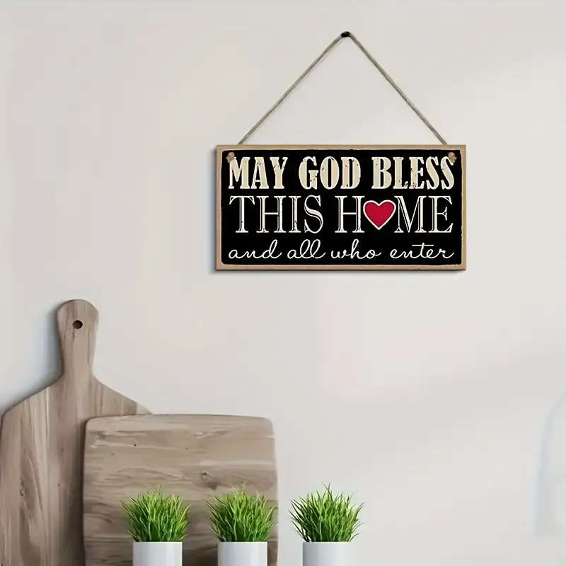1pc May God Bless This Home And All Who Enter Original Wooden Sign Amen Welcome Sign Wall Art Decora