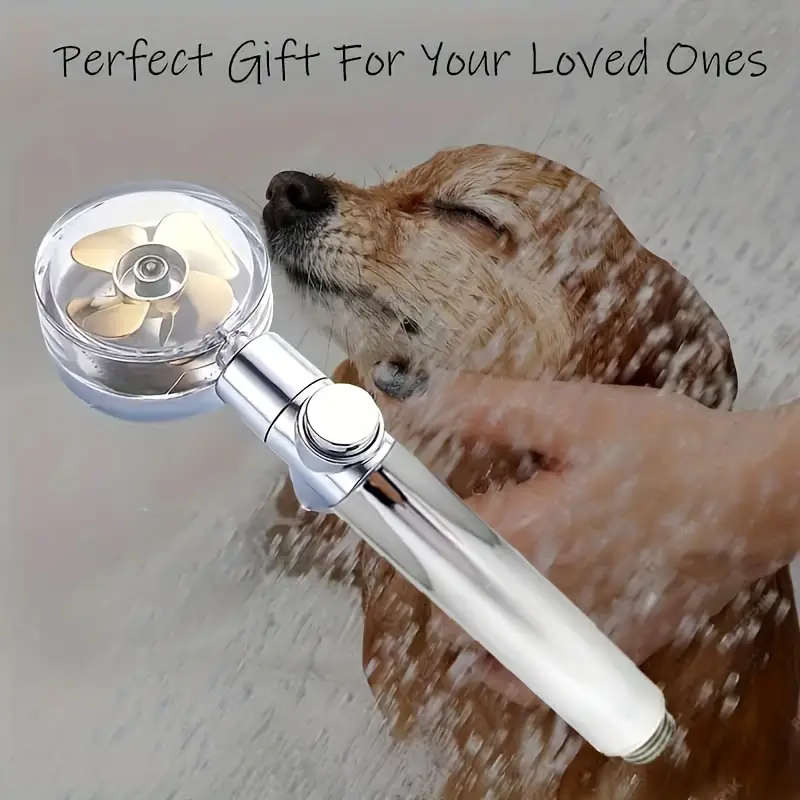 Shower Head Water Saving High Pressure Turbo Propeller Flow Showerhead With Fan Built-in Filter Rain