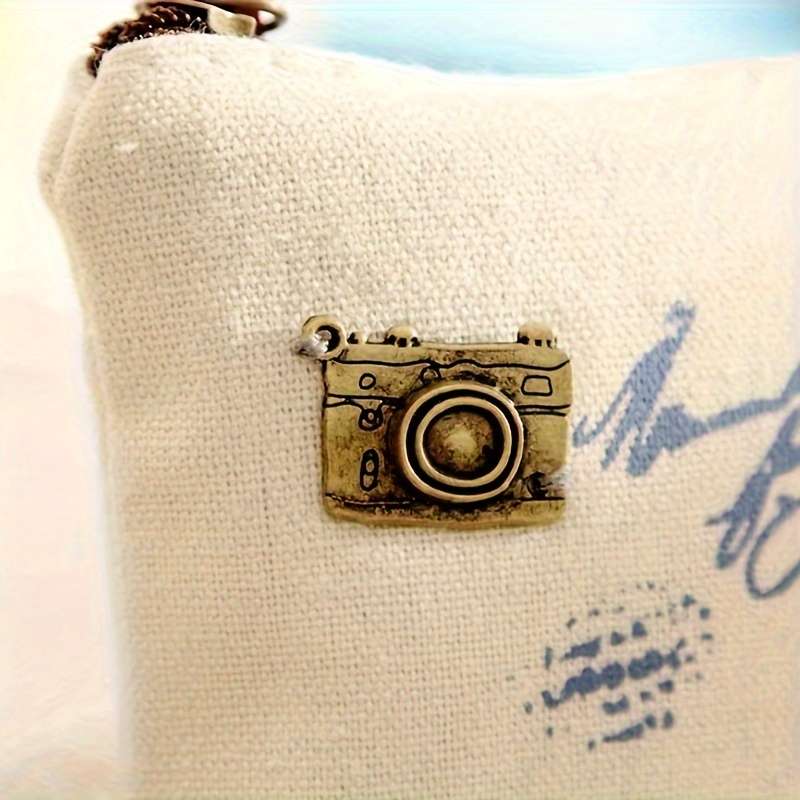 1pc Vintage-Inspired Canvas Coin Purse Makeup Bag for Women Compact Zippered Wallet with No