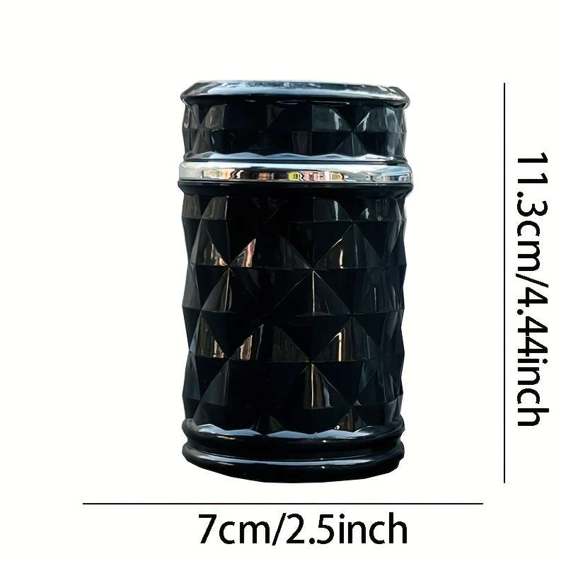 1pc Portable Alloy Car Ashtray with LED Light Black and White Durable PVC Sealed Design for Veh