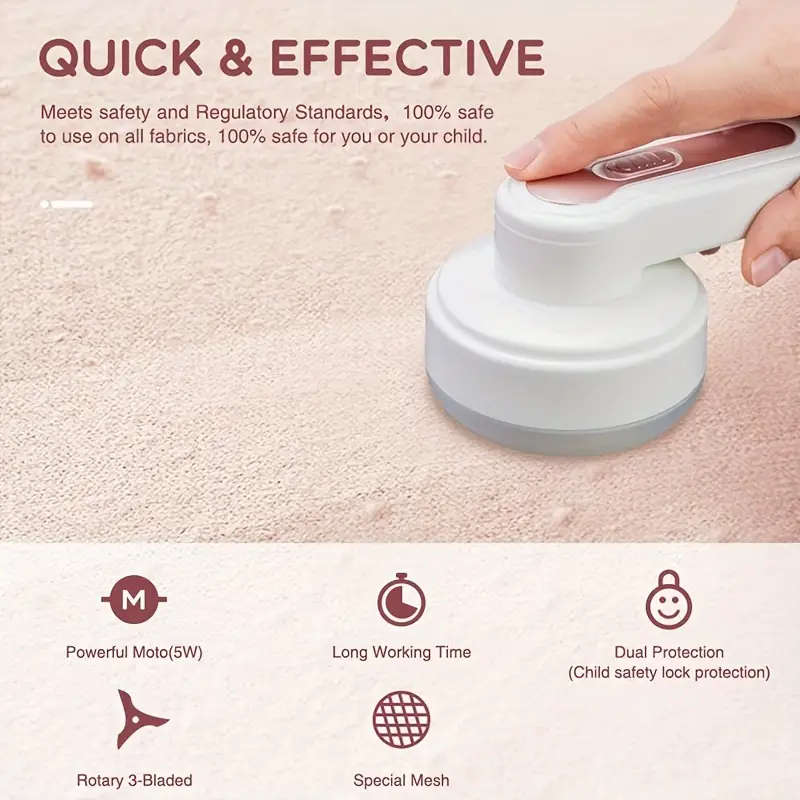 1pc USB Rechargeable Lint Eraser with Cleaning Brush Effective Fabric Shaver for Sweaters Blankets