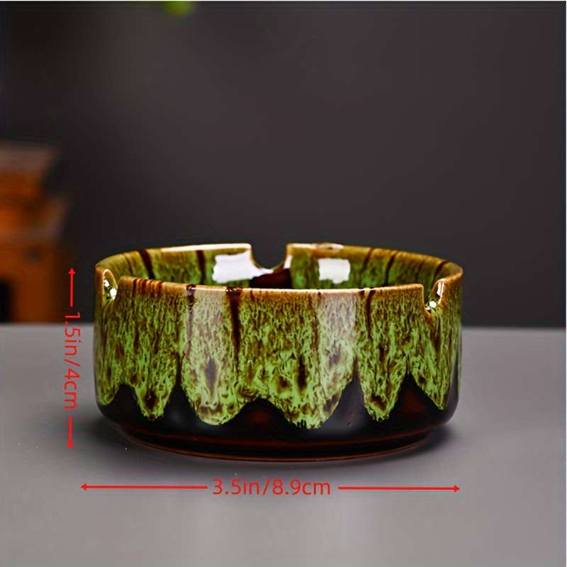 1pc Elegant Ceramic Ashtray with Marbled Design C Stylish Round Ash Holder for Cigarettes Perf