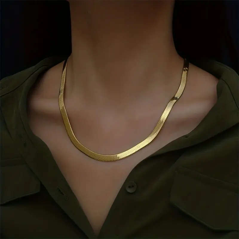 Stainless Steel Material Neutral Style Flat Collarbone Necklace