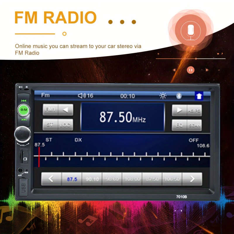 1pc 17.78 Cm HD Double Din Car Stereo Radio MP5 Player With Steering Wheel Remote Support Mirror