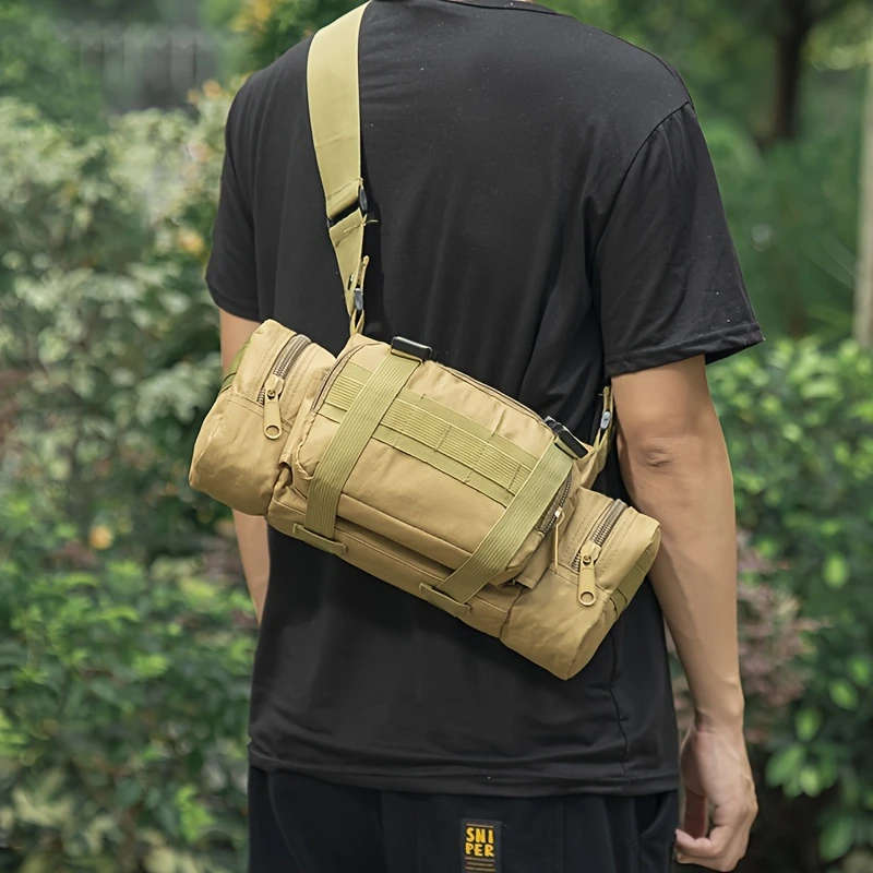 1pc Nylon Crossbody Bag for Outdoor Activities Fishing Hiking Camping Shoulder Pouch with Adjustable