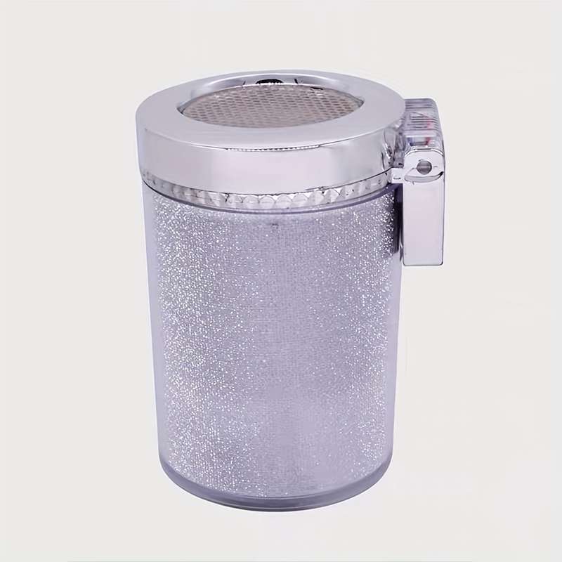 1pc Small Car Caravan Auto Ashtray With LED Light Mini Car Trash Can Portable Lid For Car Cup
