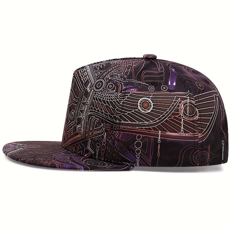 1pc Lightweight Acrylic Snapback Cap for Men Women Vintage Hip Hop Style Purple Geometric