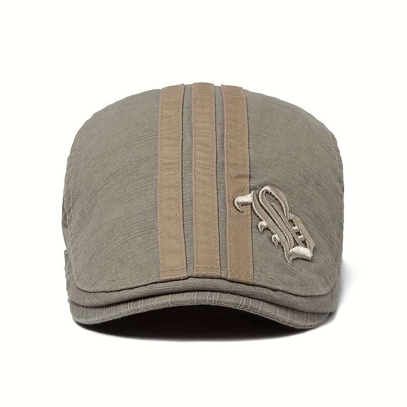 1pc Vintage Beret Hat Vintage Men's Embroidery Beret Spring Autumn Flat Cap Adjustable Visor Hat