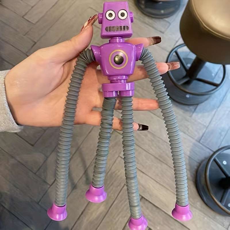 1Pc Purple Light Up Stretching Robot Puzzle Toy