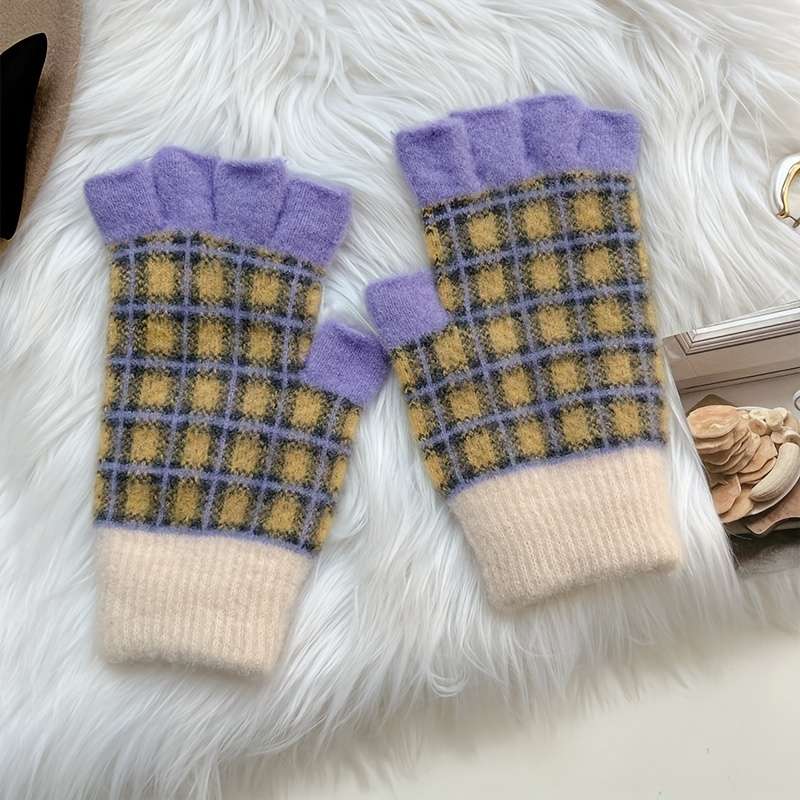 1 Pair Fingerless Cerulean Warm Gloves