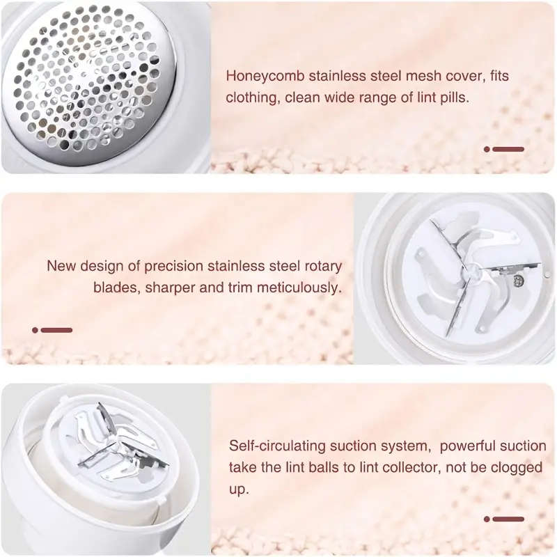 1pc USB Rechargeable Lint Eraser with Cleaning Brush Effective Fabric Shaver for Sweaters Blankets