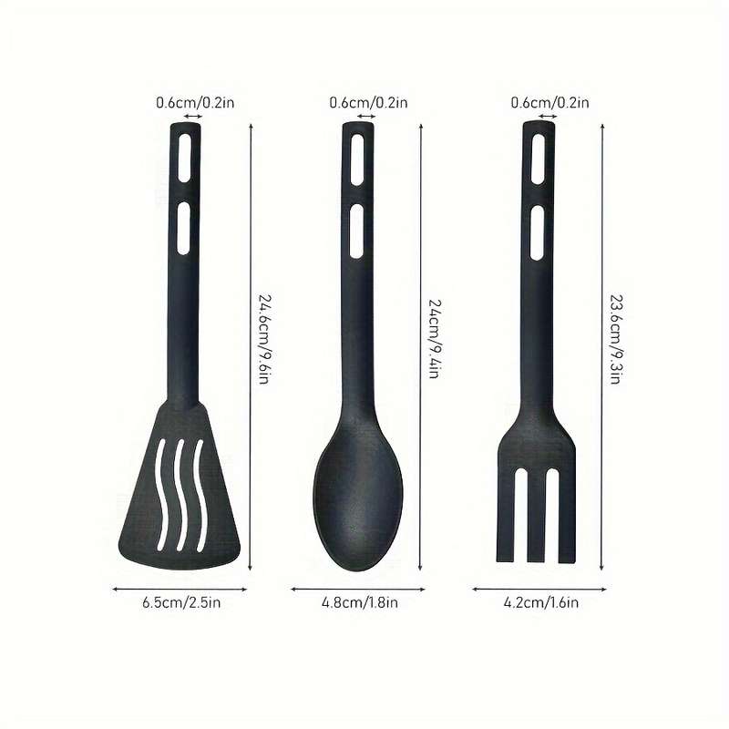 3pcs set Integrated Nylon Kitchenware Three Piece Set Kitchen Cooking Non Stick Pot Spatula