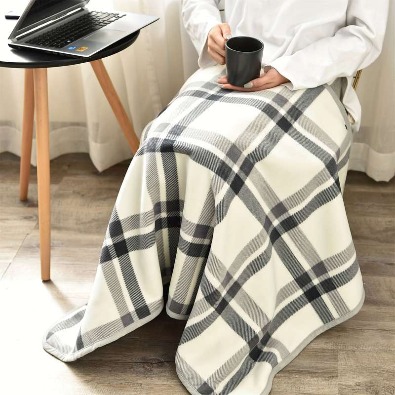 1ps Blanket Color RedAndCoffee Grids size 100x140cm