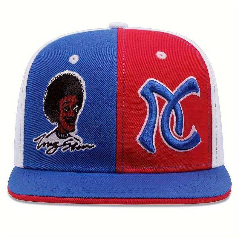 1pc Horror Face Embroidery Baseball Cap Black Red Color Block Hip Hop Snapback Hat Casual Adjusta