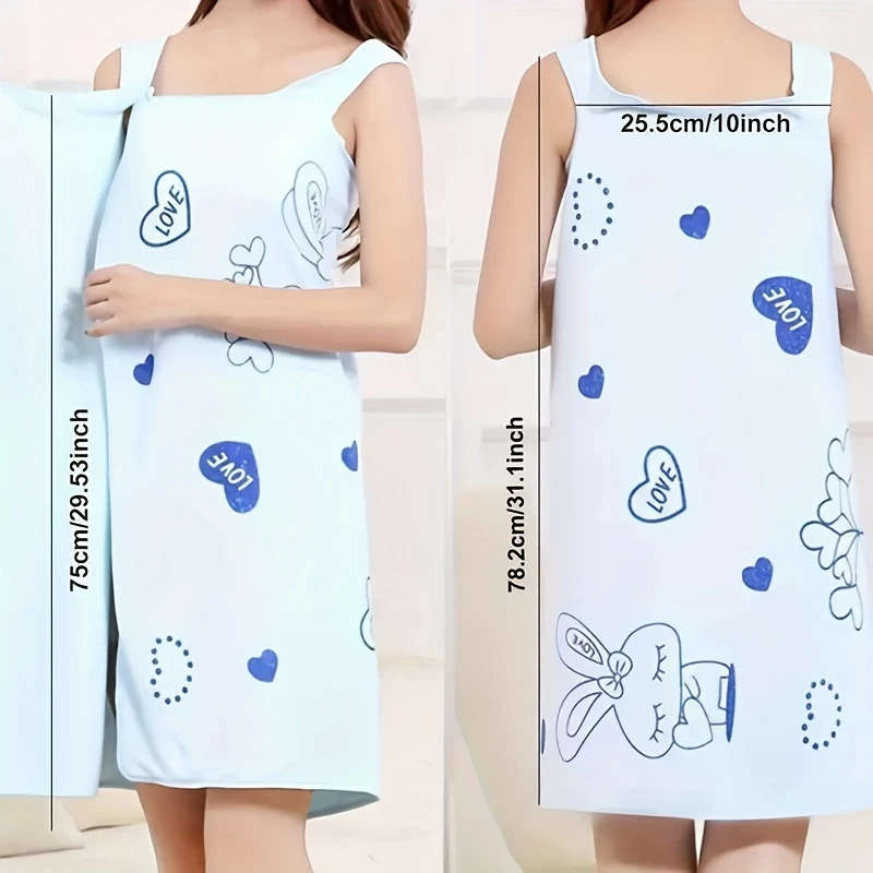 1pc Cute Rabbit Bath Wrap Towel Absorbent Quick-drying Wearable Bath Towel For Women Super Soft Bat