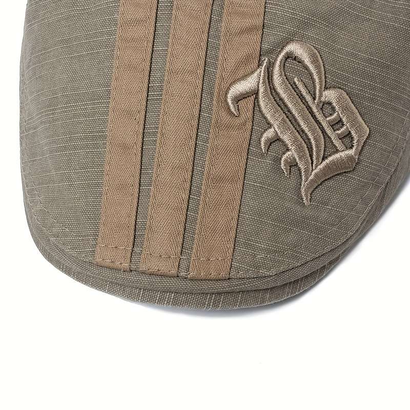 1pc Vintage Beret Hat Vintage Men's Embroidery Beret Spring Autumn Flat Cap Adjustable Visor Hat