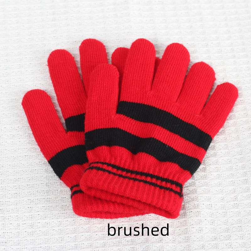 1 Pair Red And Black Style Plus Velvet Warm Gloves