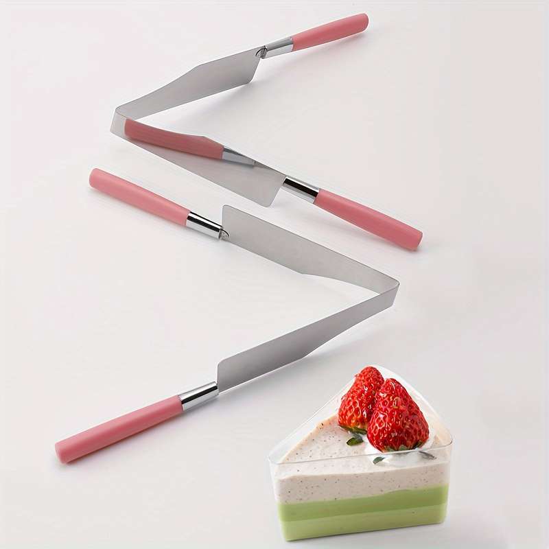 1pc Cake Knife Stainless Steel Cake Slicer Plastic Handle Cake Clip Pastry Dessert Slicer C