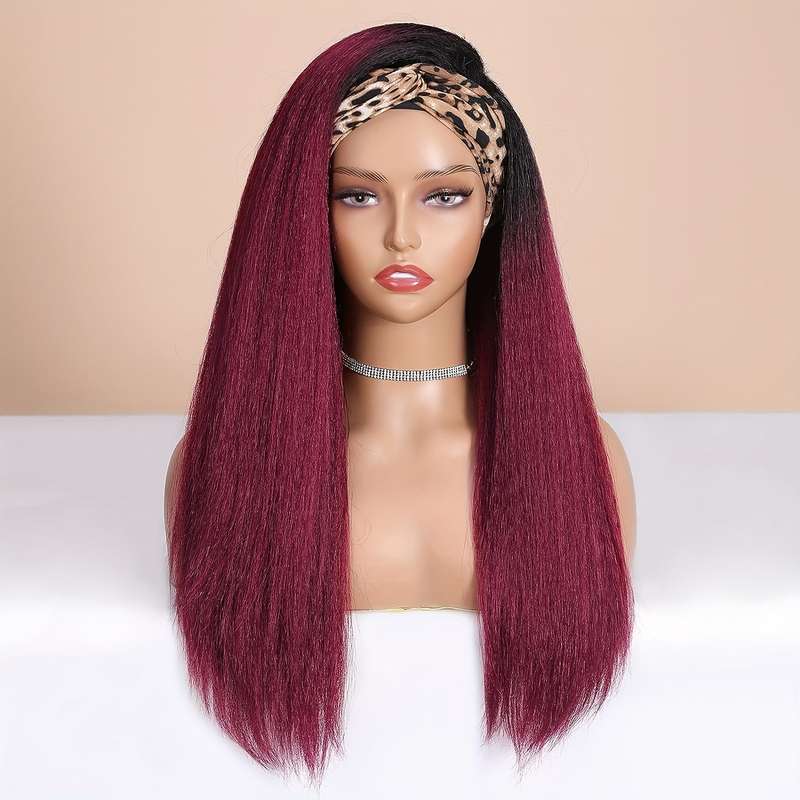 1Pc Burgundy 55.88cm Fashion Design Wig