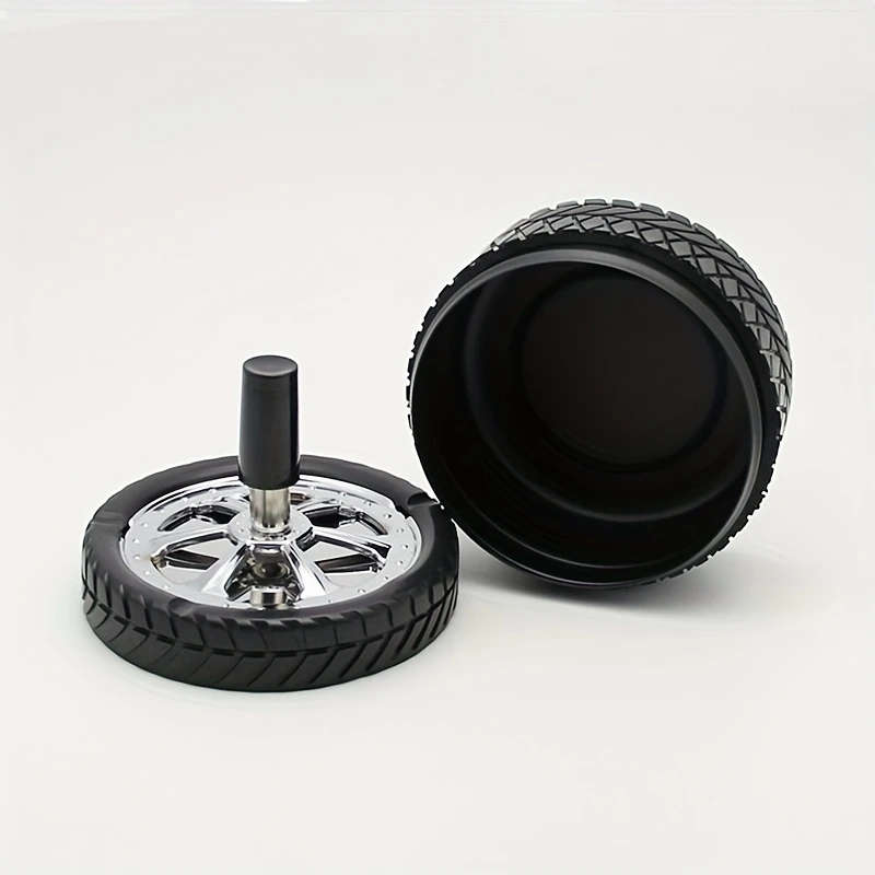 1pc Outdoor Cigarette Ashtray With Swivel Lid Tire Style Ashtray Windproof Swivel Smokeless Ashtray