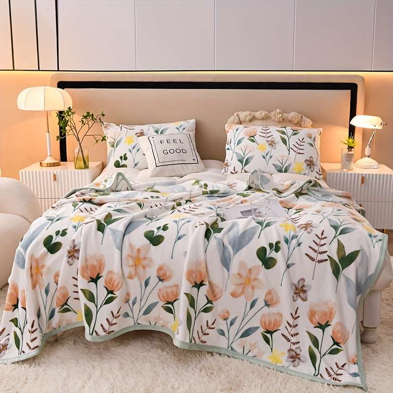 1ps Blanket Size 200X230Cm Style Golden Leaves