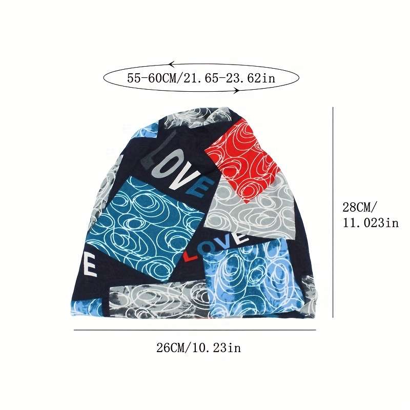 1pc Fashion Printed Hooded Hat Autumn And Winter Double-layered Hat