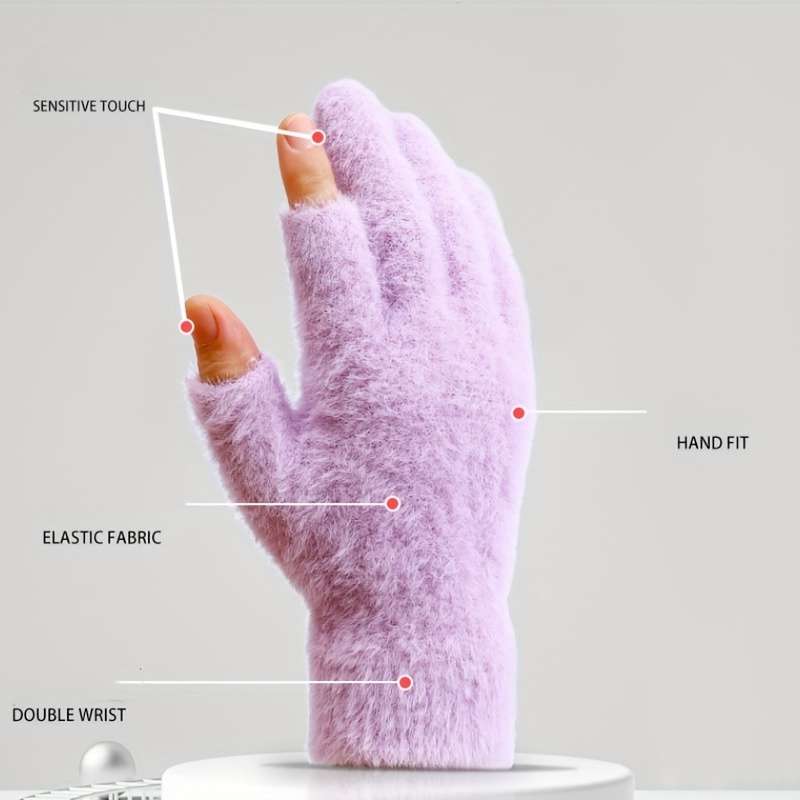 1 Pair Watermelon Red Warm Gloves