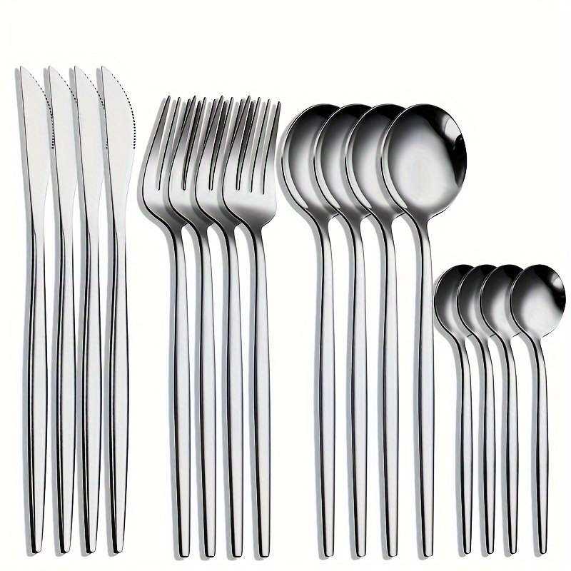 Set Of 16 Stainless Steel Portuguese Tableware Including 4 Sets Of Steak Knives Forks And Sp