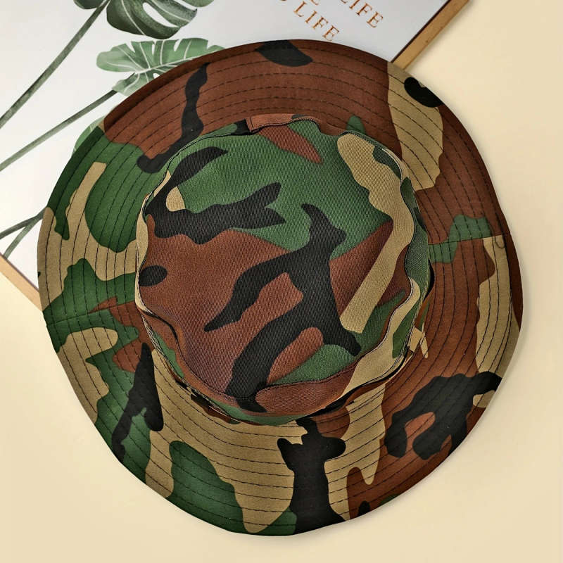 1pc Men's Camouflage Adjustable Outdoor Bucket Hat Color sent randomly