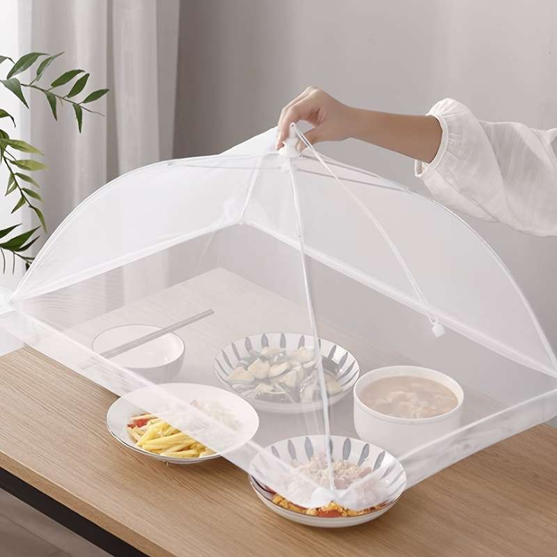 1pc of white rice cover foldable dining table food fly proof rice cover household dust cover